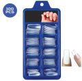100Pcs / Coffin Shape Natural & Transparent Color Artificial Nails Kit Fakee Nails Acrylic Nails For Girls Beautiful Nails Falsee Nails. 