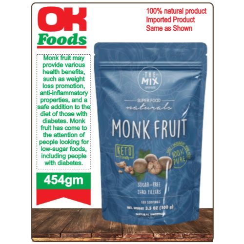 THE MIX SUPERFOODS - MONK FRUIT 100% PURE - Monk Fruit Without erythritol - Suitable for diabetics - 10 times sweeter than sugar - 3.5 oz (100 g)