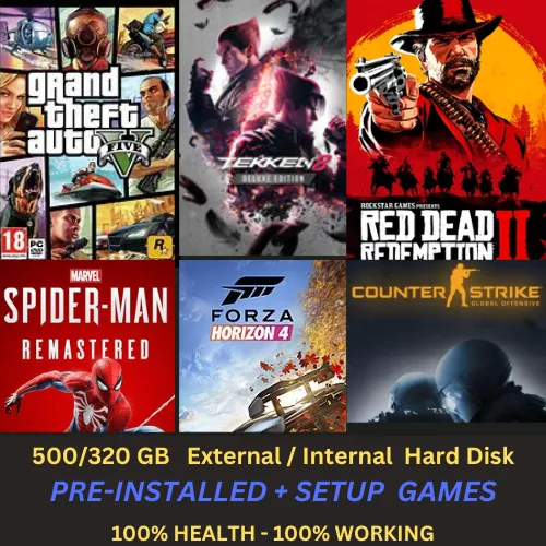 500GB / 320GB External Hard Disk Full Of Installed Games | Just connect & Play with 100% Health
