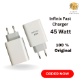 Infinix Original 45 W Charger Genuine Product Fast Charger infinix 45w adapter with 100cm C Type cable power adapter infinix original product. 