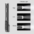 J-905 Zoomable Rechargeable Black Color Penlight Torch Metal Body With Type-C Charging Cable. 