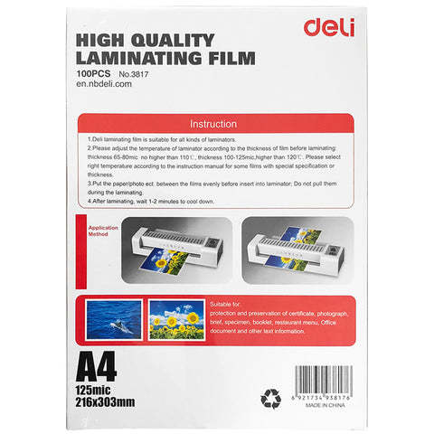 Deli%20-%20E3817-Laminator%20Film%20Size:%20A4Thickness:%20125mic%20(100PCS)%20-%20Image%206
