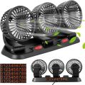 Car Fan Triple-Head Vehicle Fan 2 Speeds 360 Degree Adjust Able 12 V / 0.4 A. Power 5 Watt. 