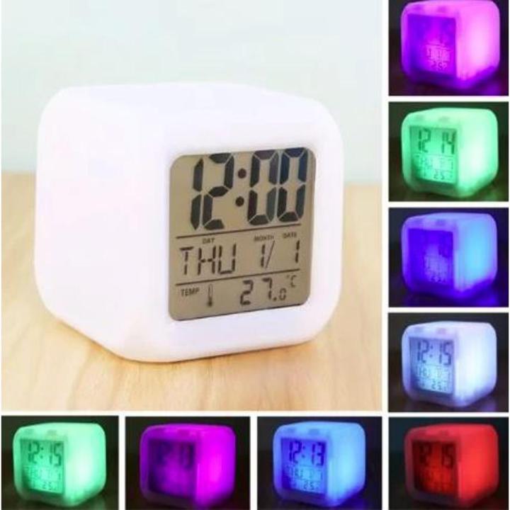 Dice Table Alarm Clock – Time and Temperature Digital Display Battery Operated Alarm Clock (Colorful)