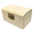 Unfinished Wood Box Keepsake Box Portable Plain Gift Box Treasure Chest Box Arch Lid. 