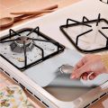4-Pack Reusable Non-Stick Foil Gas Hob Range Stove Top Burner Protectors Liner Cover (0.2MM), Stove Burner Covers, Stovetop Protector,Gas Cooktop Clean Mat Pad, Easy to Clean(Silver). 