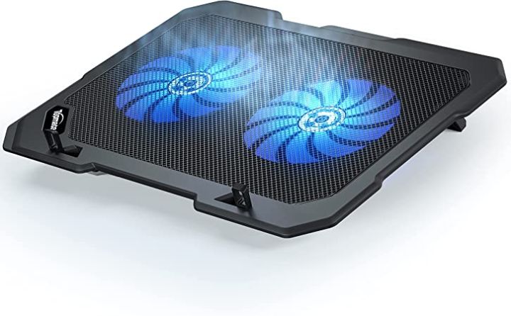 Portable Super Slim Laptop Cooler Pad, Double LED Cooling Fan Notebook Cooling Pad Cooling Pad For Notebook / laptop with Double / Dual Extended Fans & Lights - Black