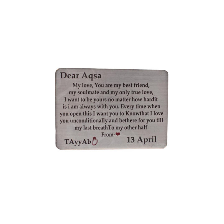 CUSTOMIZE METAL CARD , PERSONAL MESSAGE CARD , QUOTE CARD  WITH BOX PACKING (PERFECT GIFT TO SEND YOUR FATHER , HUSBAND , FIANCE OR ANY ONE)