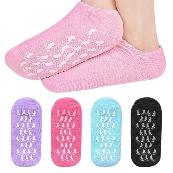 High Quality 2 Pair Reusable Silicone Spa Gel Socks for Dry Feet and Cracked Heel Treatment | Moisturizing, Hydrating, Softening, and Skin-Smoothing Foot Care Socks | Comfortable Self-Care Socks for Overnight Foot Therapy and Home Spa Use