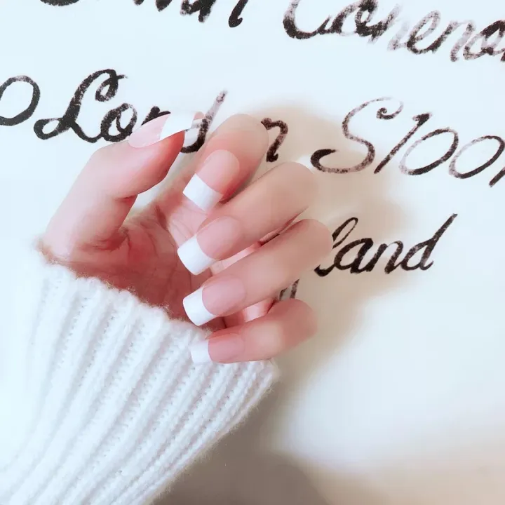 24Pcs%20Short%20French%20Nails%20Nude%20Pink%20French%20Tips%20Nails%20for%20Women%20and%20Girls%20artificial%20nails%20Water%20Proof%20Nails%20with%20Design%20Nail%20Art%20French-tips%20+%2012%20tabs%20nail%20glue%20sheet,%20a%20nail%20filer%20-%20Image%207