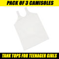 Pack 3 Broad Wide Straps Soft Cotton Full Camisole For Girls Long Shameez  Long Tank Tops & Slips For Girls Summer - Skin/Black/White. 