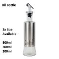 ModularTech Oil Bottle with Funnel Glass & Steel 500ml 300ml 200ml, Seasoning Bottle, Oil Dispenser with Nozzle, Bottle for Olive Oil, Mustard Oil, Cooking Oil, Cooking Oil Bottle,. 