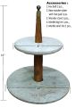 Home decor Tray for vanity bedroom, dining table, door entrance for your valuable items, & gift for marriage.  Stylish Modern 2-Floor Tray, Natural Wood and Marble, Decorative Serving Tray for Display.. 