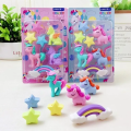 Fancy Unicorn Eraser Set - 7 Different Pieces In Set - Creative Unicorn, star and rainbow fantasy eraser. 