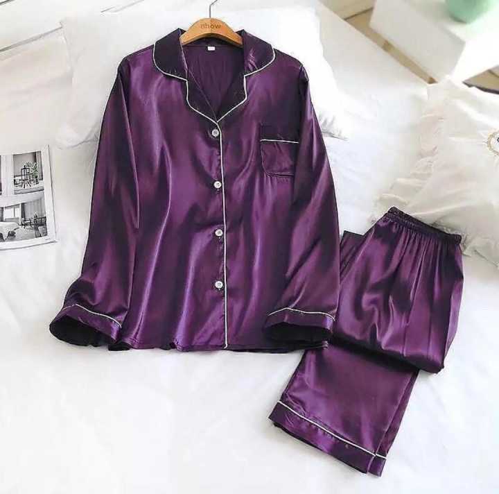 Printed Hot Sexy Silk Ladies Sleep Wear Night Dress with Shirt and Trouser (Complete Sleeping Suit) For Women/Nighty for Girls