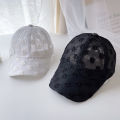 Small fresh Korean temperament children's hat girl embroidered lace flower cap, baseball cap, mesh visor. 