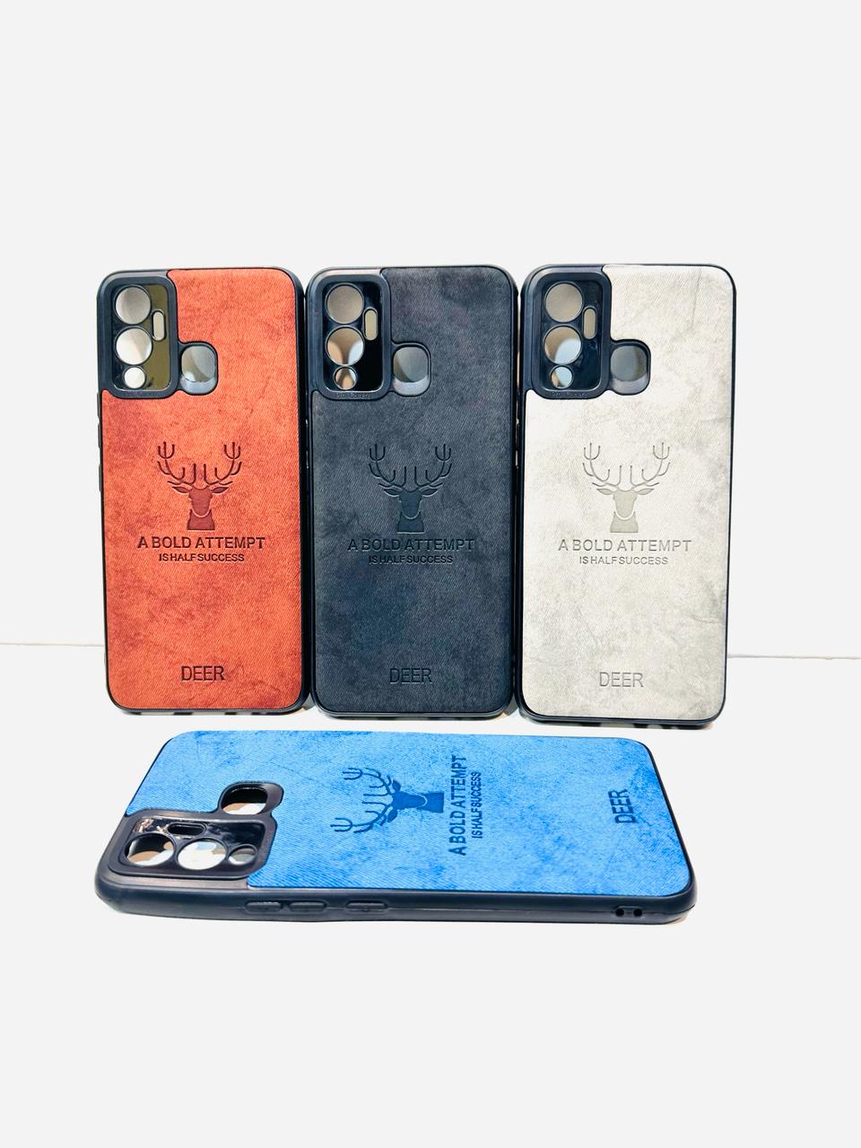 Lahore Mobile Case For Infinix Hot 12 Play Hybrid Soft TPU Deer Pattern Leather Shockproof Case Cover - Infinix Hot 12 Play Back Cover