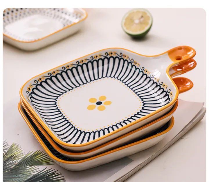 Ceramic%20Casserole%20Dishes%20with%20Handle,%20Small%20Oven%20Plate,%20Baked%20Rice%20Baking%20Tray%20Cake%20Tray%20Pizza%20Oven%20Dinner%20Plate%20Korean%20Bowl,%20Japanese%20Style%20Ceramic%20Home%20Fruit%20Plate%20New%20Flower%20Creative%20Brief%20Cute%20Square%20Plates%20-%20Image%203