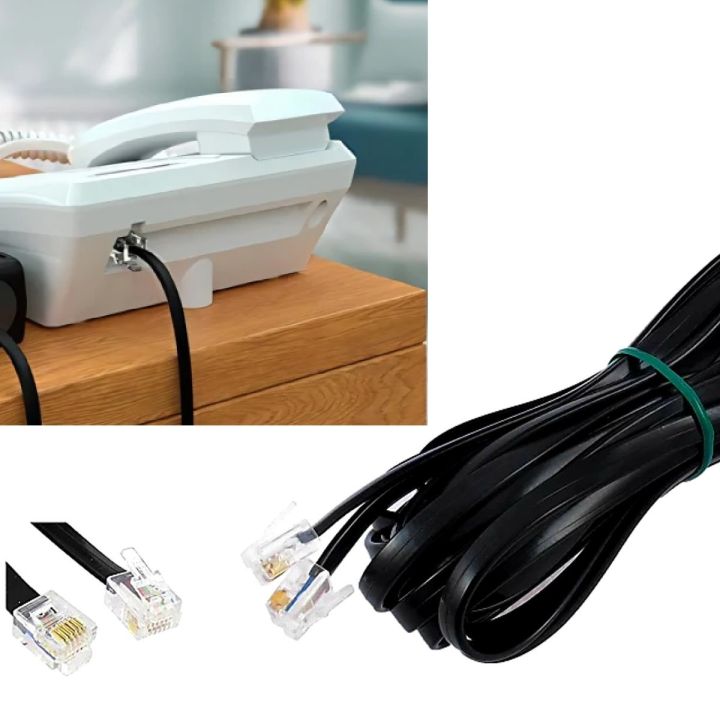 Phone Cable With RJ11 Connector Landline Telephone Set Cable/Line Cord RJ-11 Landline Telephone Cable Rj11 Plug Telephone Inline Coupler Rj11 Splitter And Cable Clips Telephone Extension Cable DSL Cable 5Meter