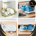 Acrylic Dish Drying Rack with Drain Board  BPA-Free Clear – Large Plastic Kitchen Dish Drainer Tray with Removable Utensil Holder, Swivel Spout, Rust-Resistant, Space-Saving Countertop Organizer for Sink & Cabinet. 