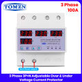 TOMZN 3 Phase 100A Auto Phase Selector | Over & Under Voltage Current Protector | Adjustable Intelligent Changeover Switch (TOVPD3-100VAYA). 