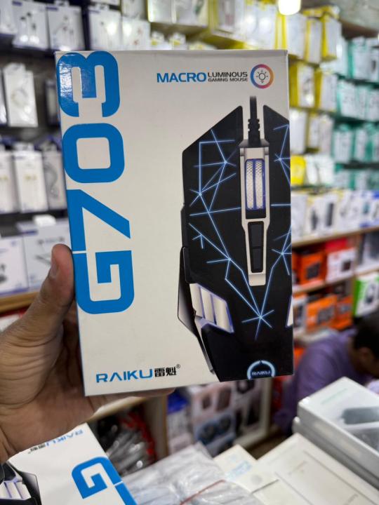 RAIKU G703 esports gaming 6D cool glowing braided wire with iron block ...