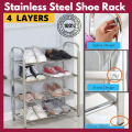 Stainless Steel Shoes Rack Shoe Organizer Storage Shelf 4, 5 and 6 Tiers / Layers, Shoes Rack for Bedroom Hallway Entryway, for Boots/High Heels/Slippers - HomeIN. 