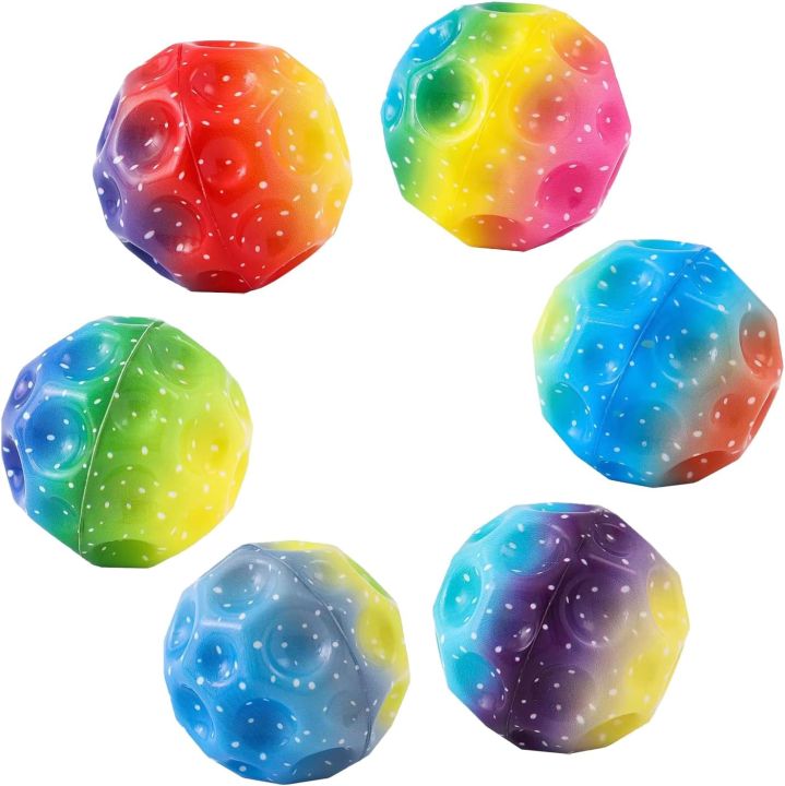 6 Pack Led Light Moon Space Ball, Bouncy Balls for Kids, High Bouncing Balls, Jumping Galaxy Ball, Super Bouncy Space Ball Toy