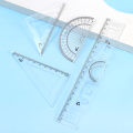 4Pcs/Set 4 in 1 Straight Triangle Ruler Set Plastic Transparent Ruler Protractor Triangle Ruler Measure Draw School Office Supplies School Office Supplies. 