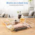 Clear Plastic Drawer Organizers Set, Bathroom and Vanity Drawer Trays, Large Clear Acrylic Kitchen Drawer Stationary Organization and Storage Dividers, Non-Slip Storage Makeup Trays Transparent Cosmetic Organizer Storage Bins for Makeup, Bedroom. 