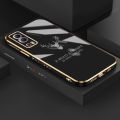 YIWESAN For vivo Y72 5G Case Fashion Tide Deer Side New Design Phone Case Square Edge Pattern Silicone Softcase Luxury Plating Casing Full Cover Camera Shockproof Protection Cases. 