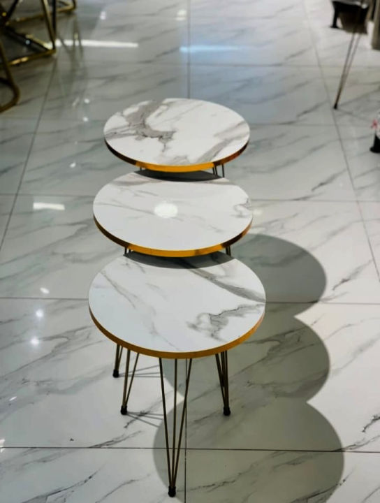 DWU Presents Coffee Table-1 Pcs / Set of 3 Round-Super High Gloss Round Wood Stacking Coffee Side Accent Tables with Metal Legs for Living Room-Piece Modern Nesting Table Living Room Side Table, side Decoration Table, Sofa Side Table, Home Office Table