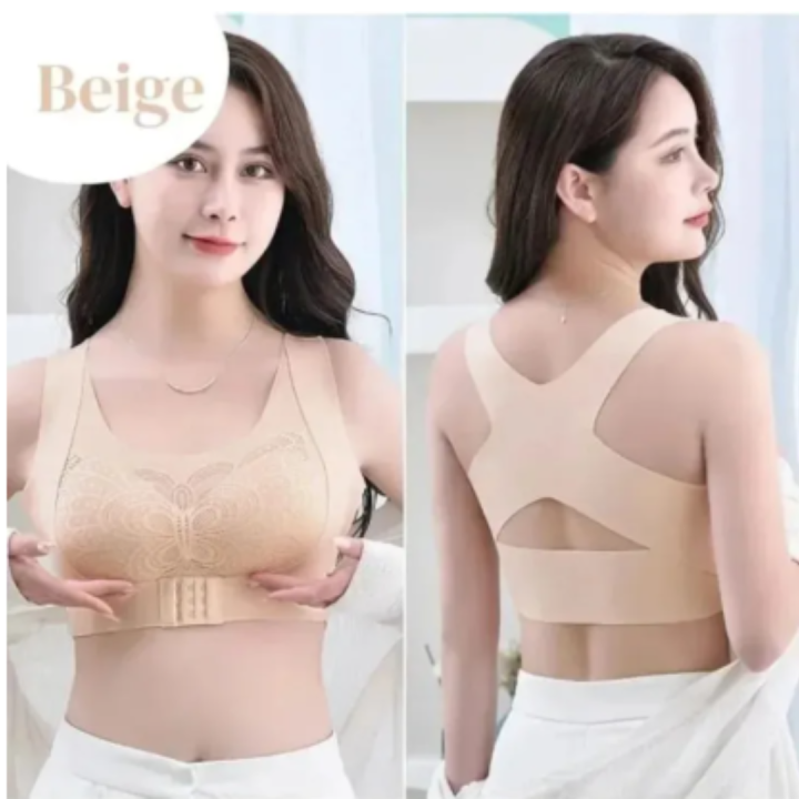 Flourish Front Open Bra for Saggy Breasts | Slim Fit Body Shaper & Comfortable Padded Bra for Women | Gym Training, Workout & Daily Wear Support Bra