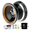 MAGICYOYO Professional Non-Responsive Yoyo M001-B,Alloy Aluminum Yoyo with Metal Ring Intermediate Yoyo+Extra 5 String+Bag. 