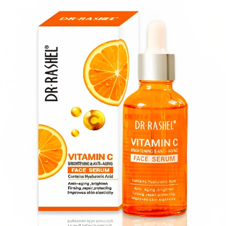 Dr Rashel Vitamin C Serum for Face Brightening & Anti-Aging Dry Skin Oily Skin Glowing Face acne scars - Vitamin C Face Serum Before Makeup for face Whitening with Hyaluronic Acid - 50ml