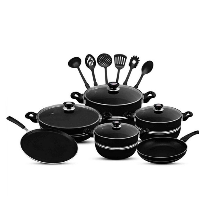 Cookware Set 16 Pieces Glass Lid Non Stick Cokking set