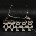 3 Boys 2 Girl Family Stainless Steel Chain Necklaces For Silver Color Statement Necklace Jewelry Collar Hombre N371s01. 