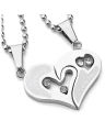 I Love You Stainless Steel Silver Pendant For Women - 2 Pcs. 