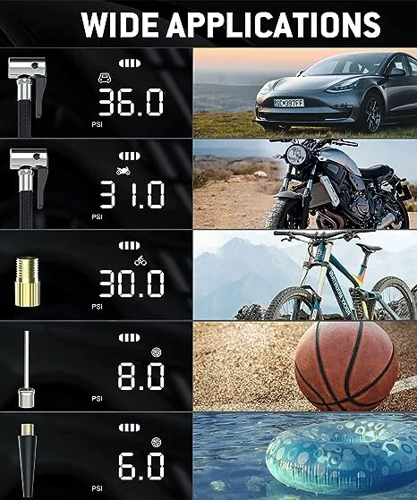 Tdplus Tire Inflator Portable Air Compressor, 150PSI Cordless Pump with LCD Screen 5200mAh Rechargeable Battery, Electric Tire Pump Power Bank with Emergency Light for Cars Bikes Motorcycles Balls C3106 portable wireless air compressor power bank tire