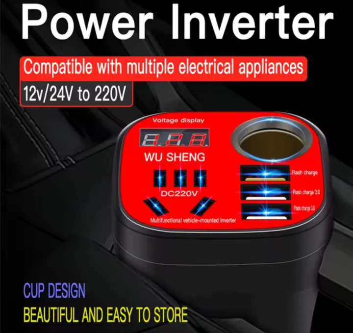200W%20Car%20Inverter%20DC%2012V/24V%20to%20AC%20220V%20PD+QC3.0%20USB%20Ports%20Phone%20Charger%20With%20Led%20Display%20Cigarette%20Lighter%20Power%20Adapter%20-%20Image%204