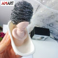 Soap Sponge Holder for Kitchen Sink Cute & Funny Dish Scrubber Holder Kitchen Organizer- Includes 1 Metal Scrubber. 