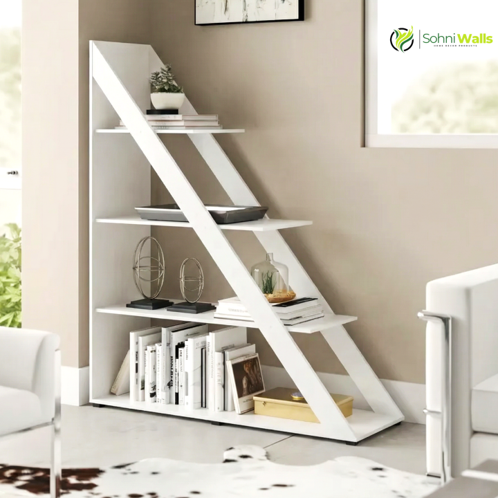 Large Wooden Rack, 4 Floating Shelves, Decor Racks, Book Shelf Stand ...