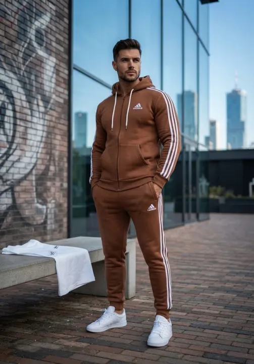 Adidas%20Men's%20Brown%203-Stripes%20Winter%20Zipper%20Tracksuit%20-%20Heavy%20Brush%20Fleece%20Inside%20-%20Warm%20Hooded%20Co-ord%20Set%20-%20Image%206