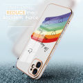 (Free Lanyard) Luxury 6D Plating Case for Samsung Galaxy S20 Plus Back Cover Cartoon Rainbow Side Pattern Soft Silicone Square Phone Cases. 