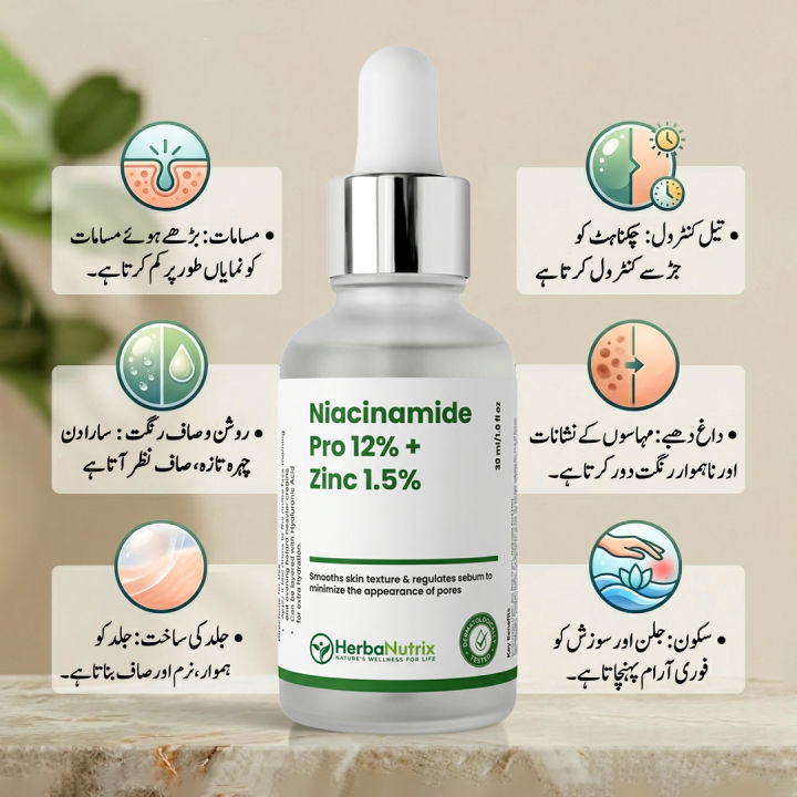 Niacinamide 12% + Zinc 1.5% Face Serum – Oil Control, Pore Minimizing ...