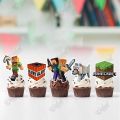 Minecraft Theme Cupcake Toppers, Pack of 12 Birthday Toppers for Boy & Girl Party Celebration & Birthday Cake Decoration. 
