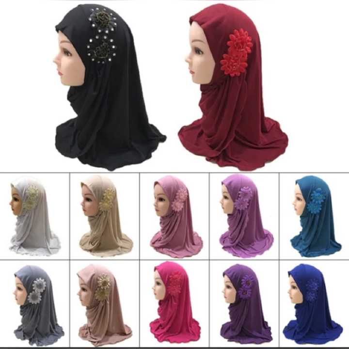 Rendom%20Colors%20Muslim%20Kids%20Girls%20Hijab%20Islamic%20Headscarf%20Diamontes%20Flower%20Scarf%20One%20Piece%20Children%20Full%20Cover%20Makna%20Wrap%20Cover%20-%20Image%203