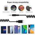 PULUZ 3.5mm TRRS Male to Type-C / USB-C Male Live Microphone Audio Adapter Spring Coiled Cable for Samsung, Huawei and Smartphones, Cable Stretching to 100cm(Black). 