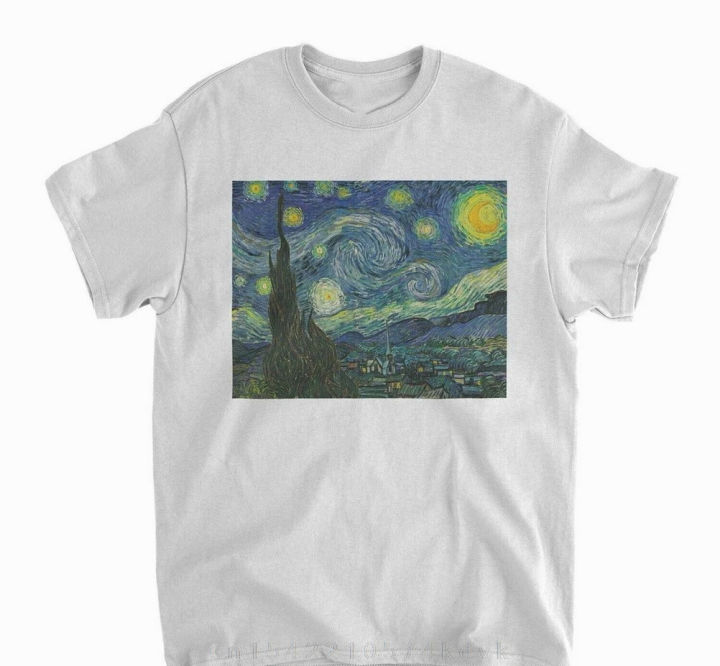 Vincent Van Gogh T-Shirt Starry Night Old Skool Hooligans Fine Art Cotton Summer Tee Shirt