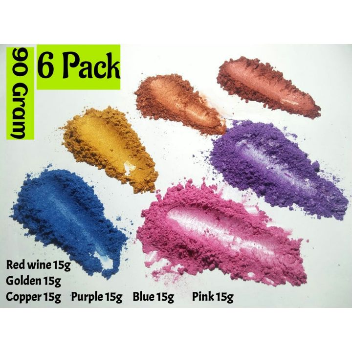 6 PCS Epoxy resin color Epoxy resin pigment powder Mica pearl pigment powder Epoxy resin colors Gold, Purple, Red, Copper, Pink & Blue